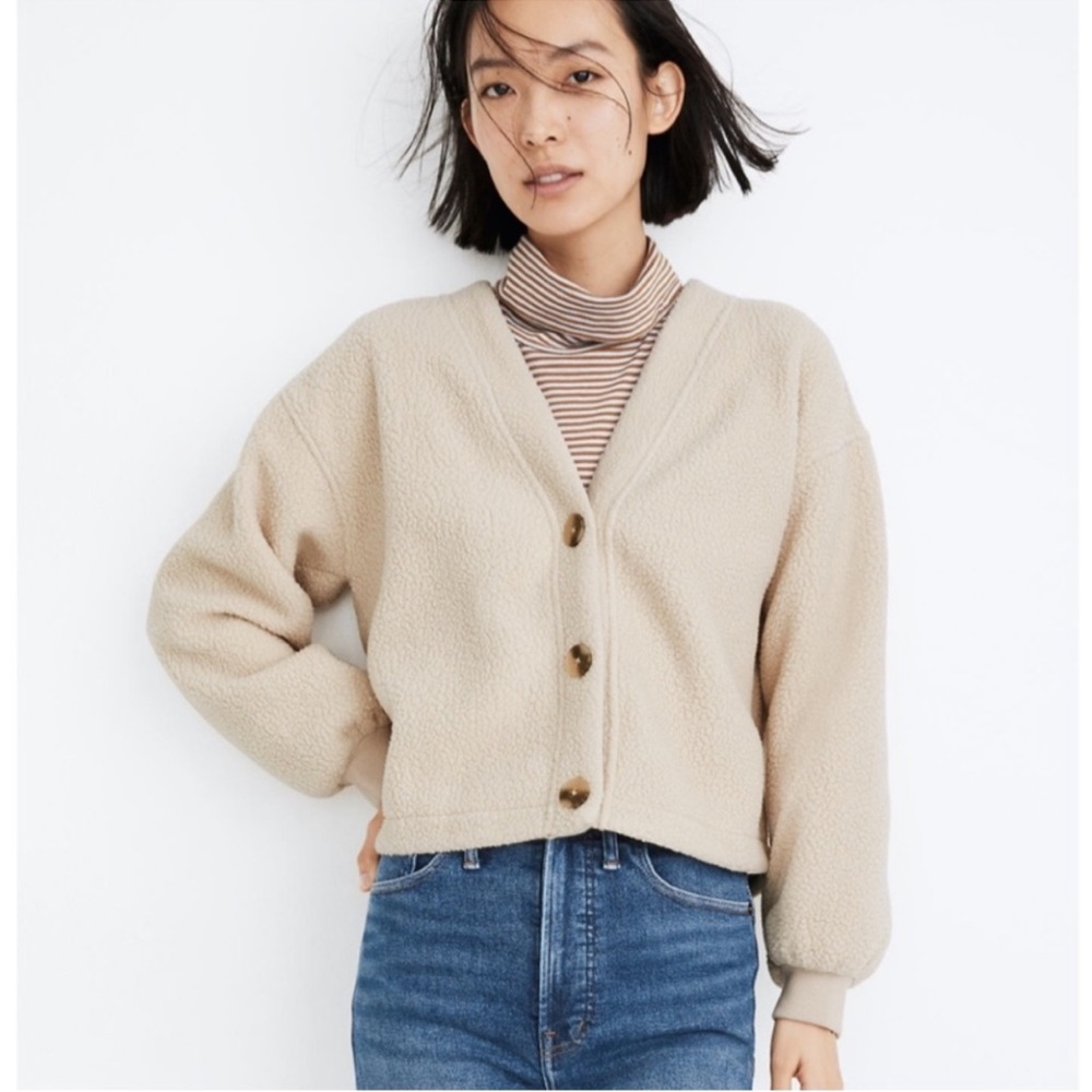 {Madewell} Teddy Cropped Cardigan - XS